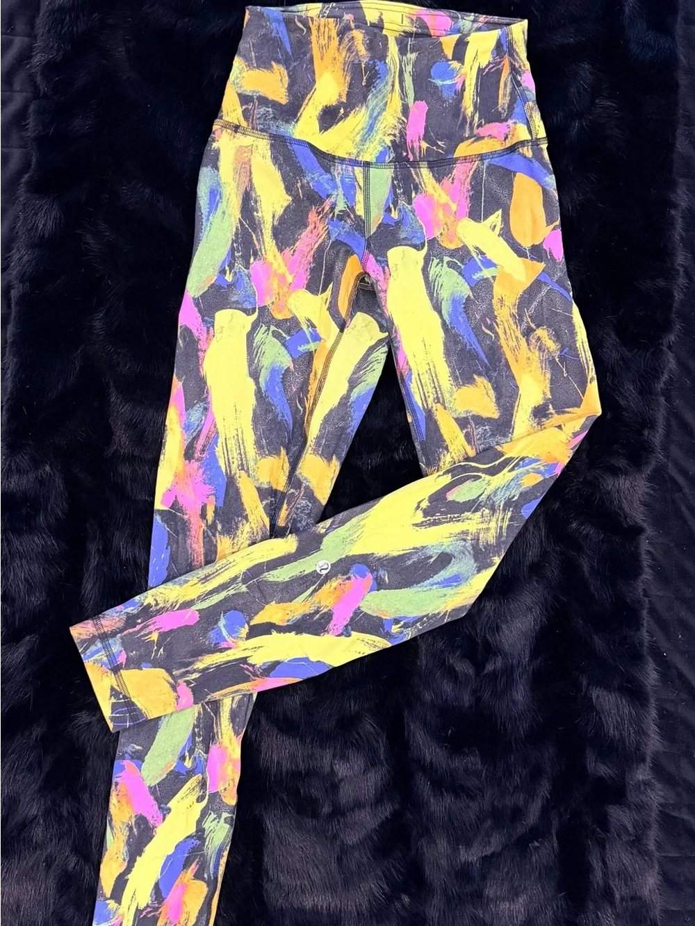 Lululemon Multicolor Abstract Print High-Waist Leggings & Sports Bra Set, Size 2